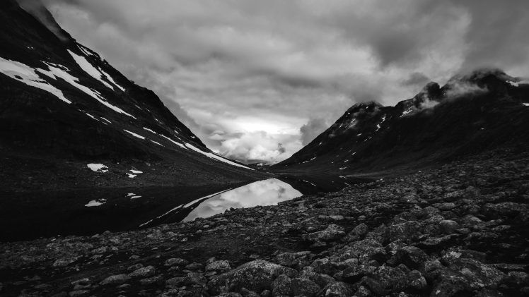 Norway, Mountains, Water, Rock, Snow HD Wallpaper Desktop Background