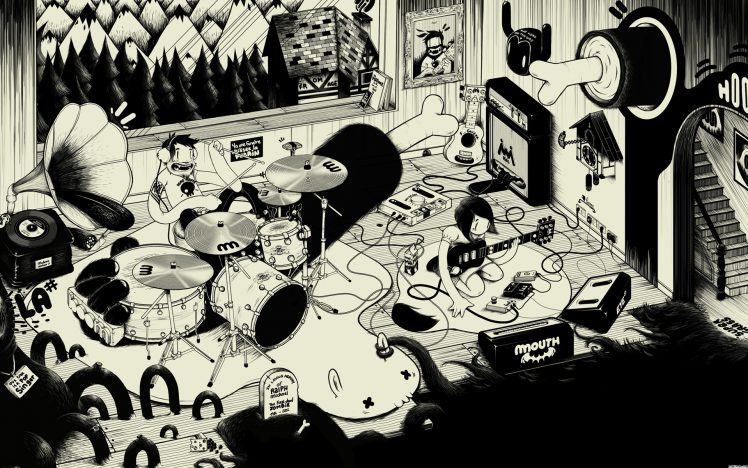 music, Cartoon HD Wallpaper Desktop Background