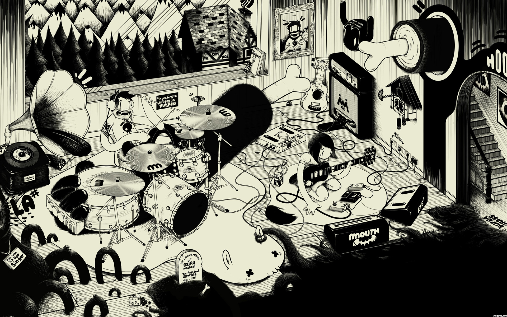 music, Cartoon Wallpaper