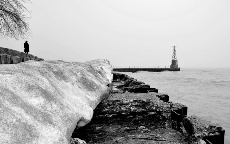 monochrome, Sea, Winter, Ice HD Wallpaper Desktop Background