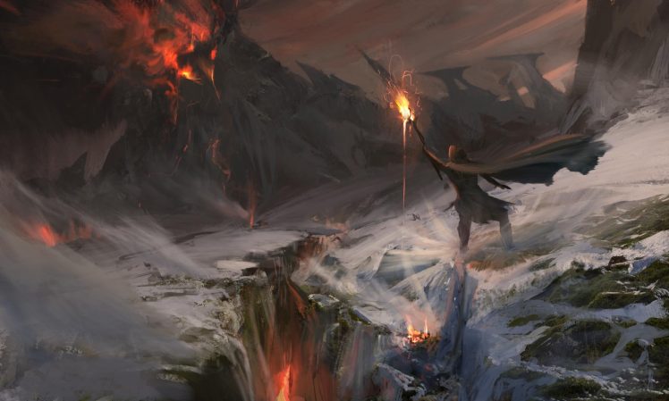 wizard, Volcano, Earth, Fantasy art HD Wallpaper Desktop Background