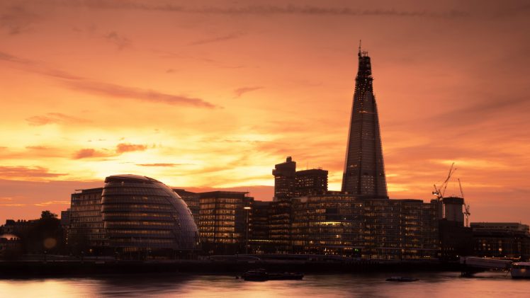 city, Sunset, Sky, London, England, UK HD Wallpaper Desktop Background