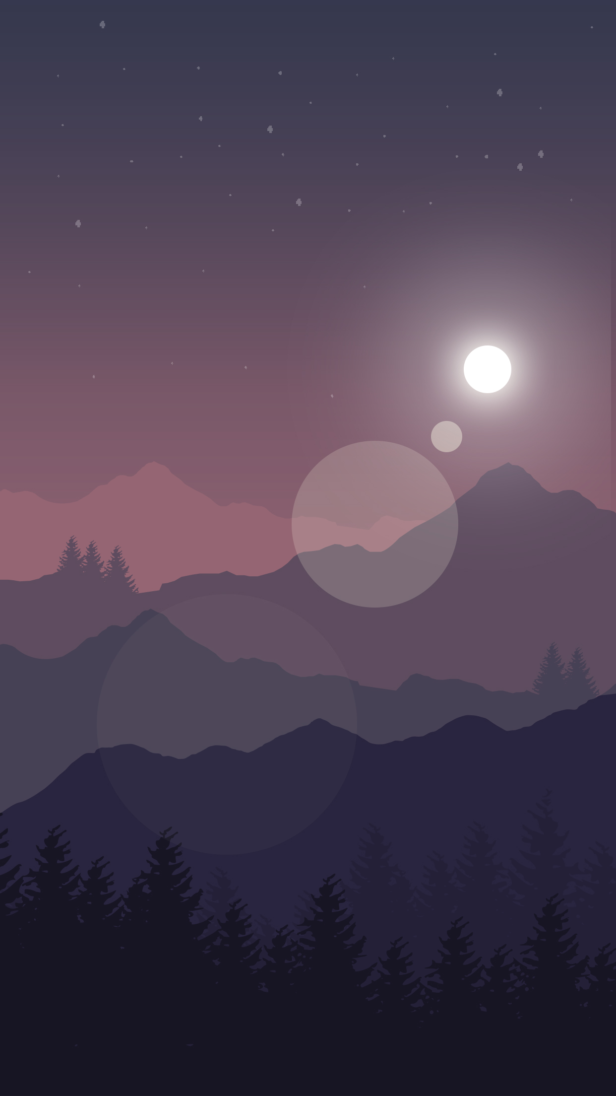 digital art, Nature, Mountains, Portrait display, Trees, Forest, Moon