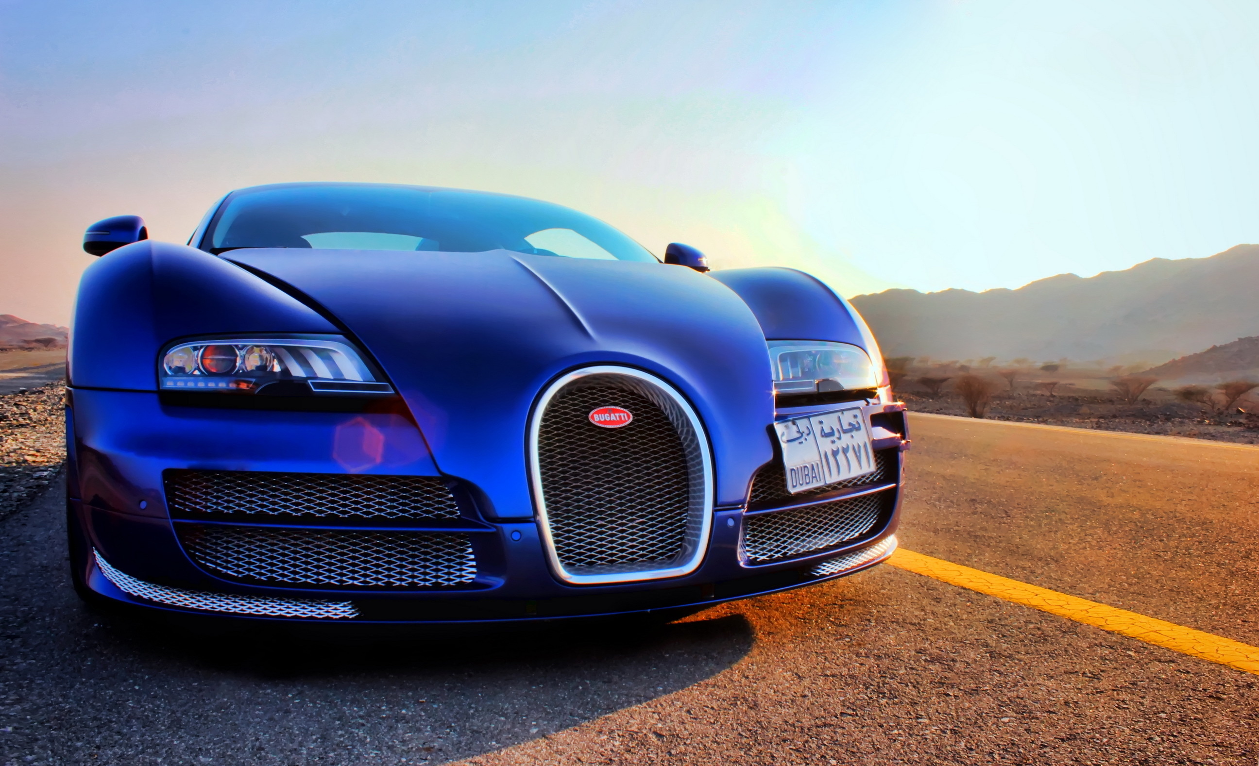 car, Blue cars, Road, Vehicle, Bugatti, United Arab Emirates Wallpaper