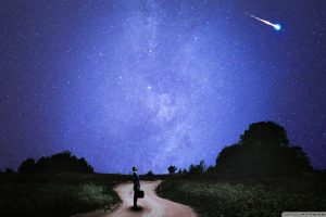 men, Road, Night, Sky, Stars