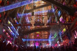 crowds, Ben Mauro, Valerian and the City of a Thousand Planets, Big Market, Aliens, Colorful, Elevator, Bridge, Spaceship, Science fiction