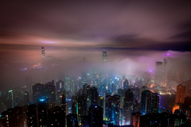 city, Building, Cityscape, Clouds, Evening, Urban, Sky, Night, Modern, Mist HD Wallpaper Desktop Background
