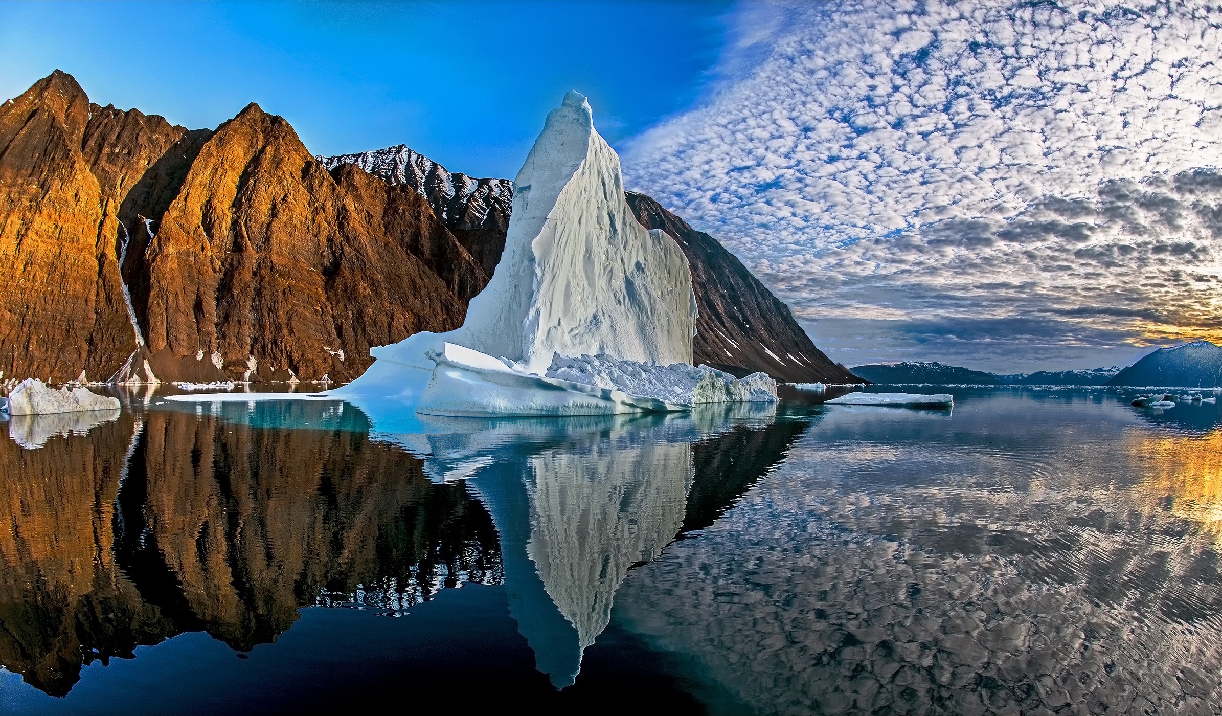 Greenland, Water, Sky, Reflection, Clouds, Nature Wallpaper