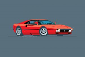 Ferrari, Red, Car, 288 GTO, Flatdesign, Digital art