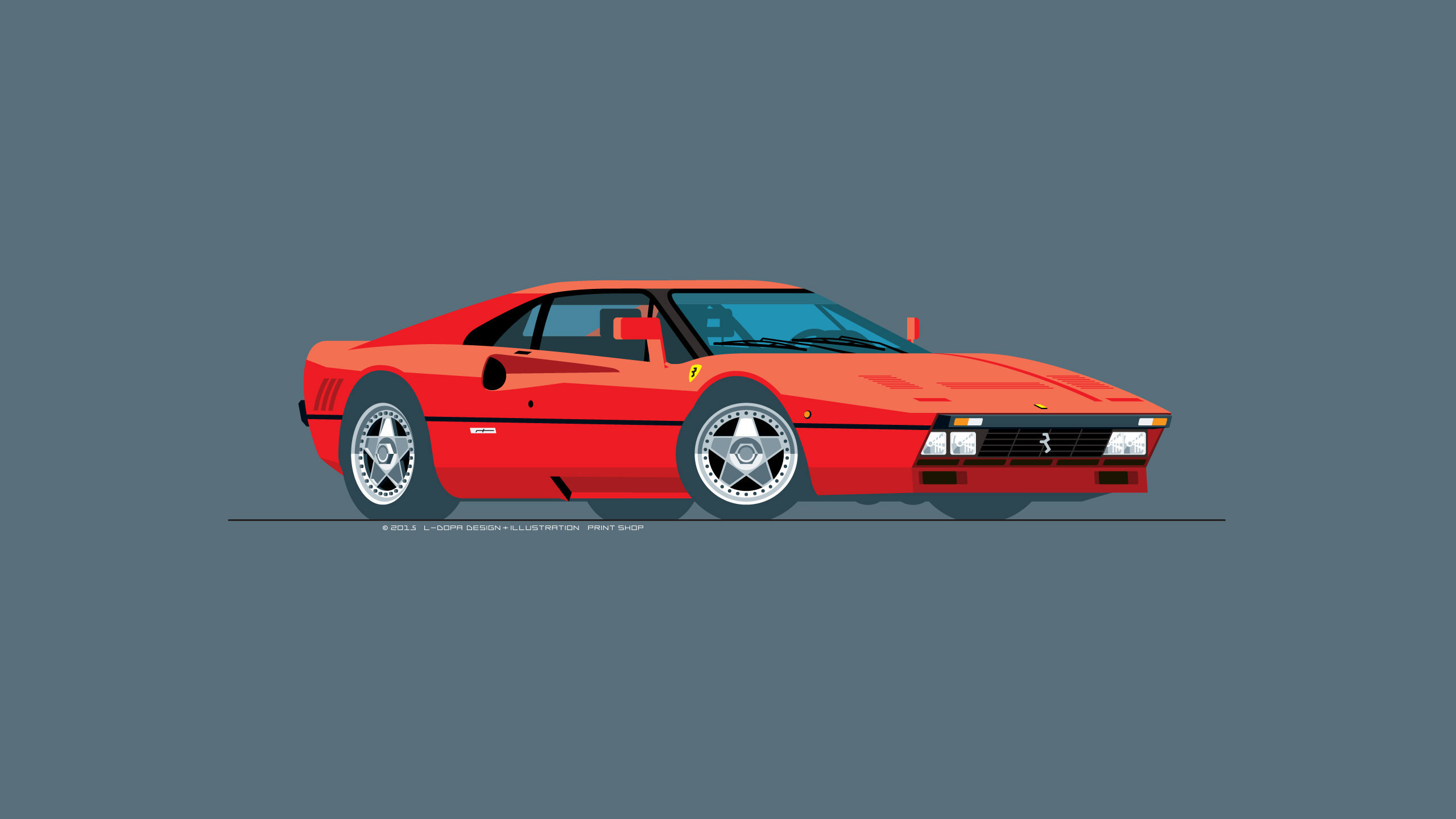 Ferrari, Red, Car, 288 GTO, Flatdesign, Digital art Wallpaper