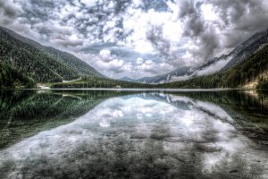 calm, Clouds, Mist, Forest, Overcast, Lake, Mountains, Landscape, Nature, Outdoors, Panoramas, Reflection, Wood, Water