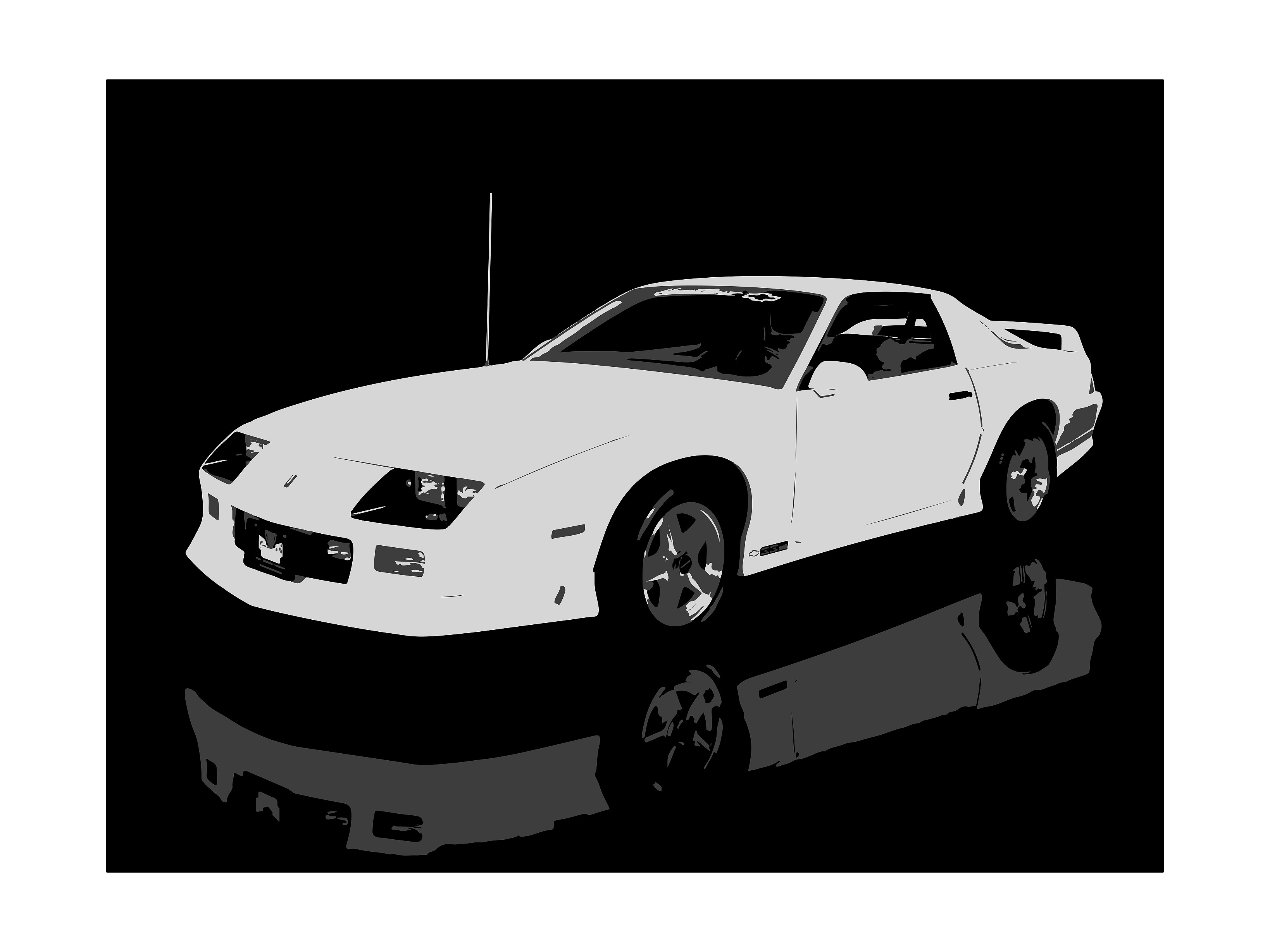 Camaro, Chevrolet, White, Monochrome, Artwork Wallpaper