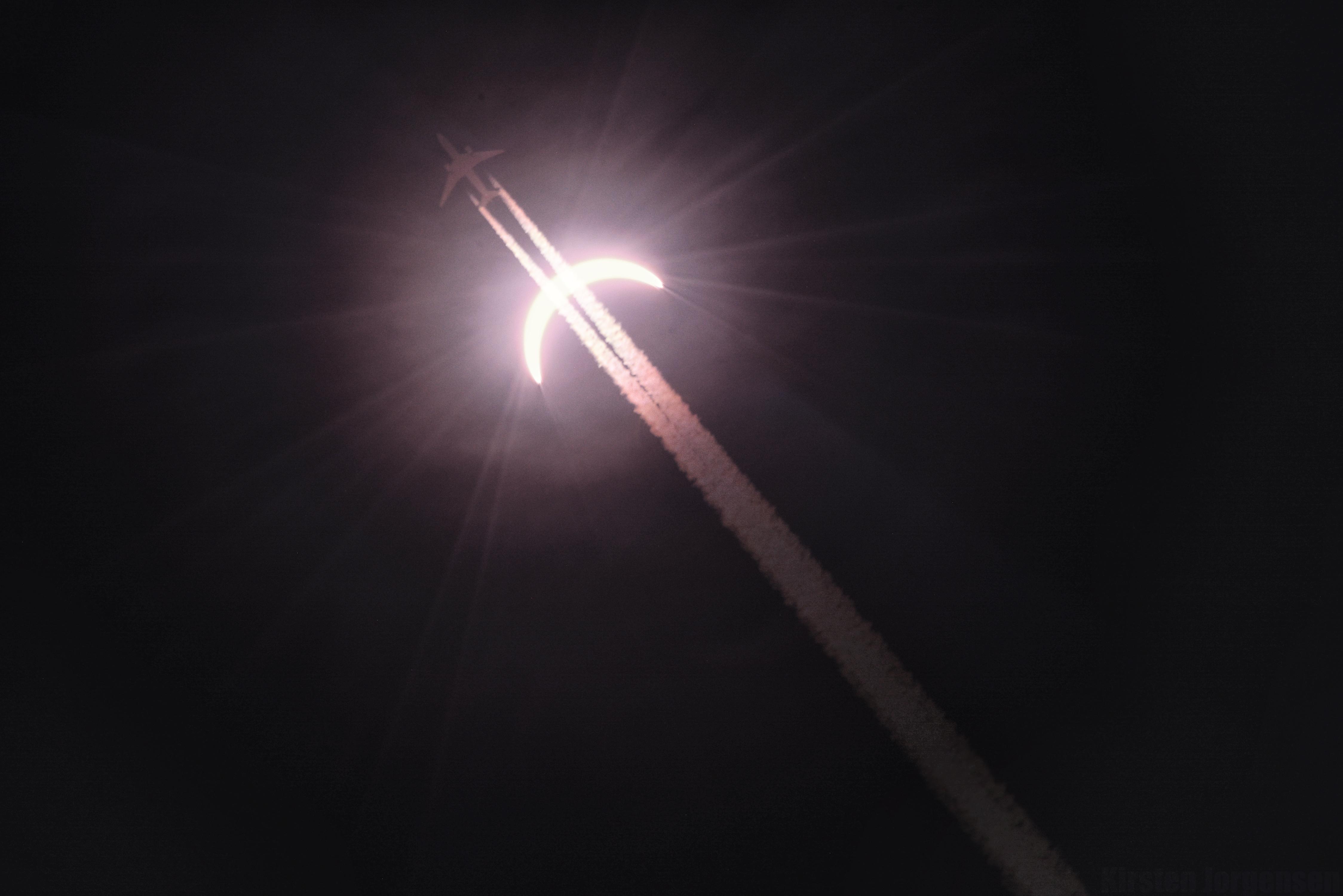 solar eclipse, Airplane Wallpaper