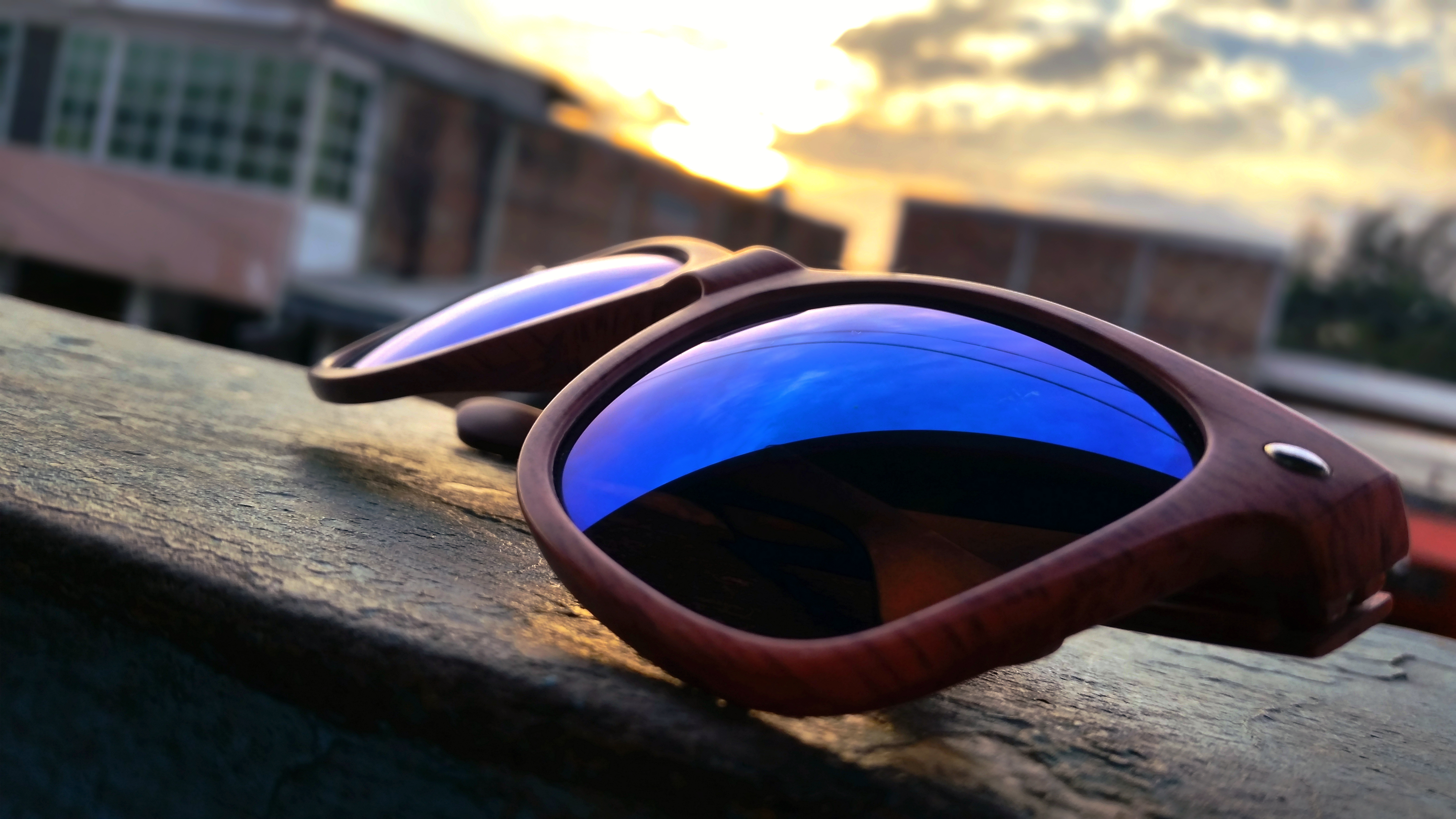 glasses, Sunset Wallpaper