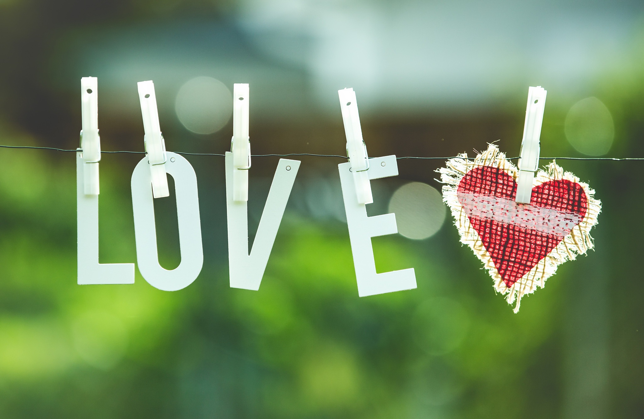 heart, Love, Green Wallpaper