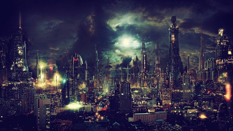 fantasy art, Night, Fan art, Artwork, Cityscape, Cyberpunk, Futuristic city HD Wallpaper Desktop Background