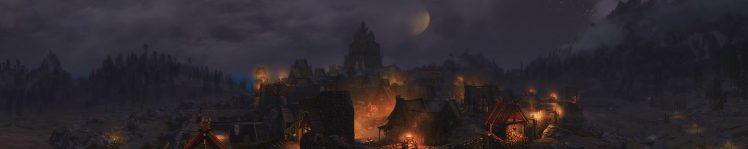 The Elder Scrolls V: Skyrim, Panoramas, Lights, Castle, Medieval, The Elder Scrolls HD Wallpaper Desktop Background