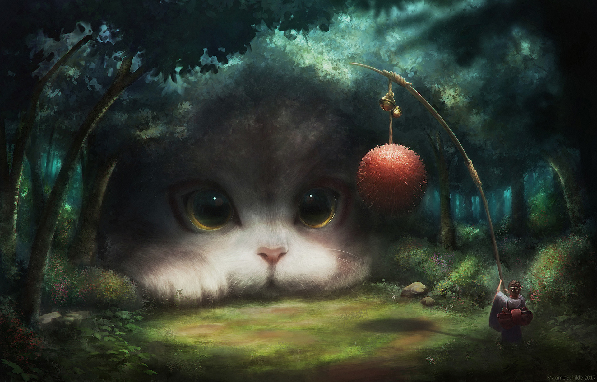 artwork, Digital art, Fantasy art, Cat Wallpapers HD / Desktop and Mobile Backgrounds