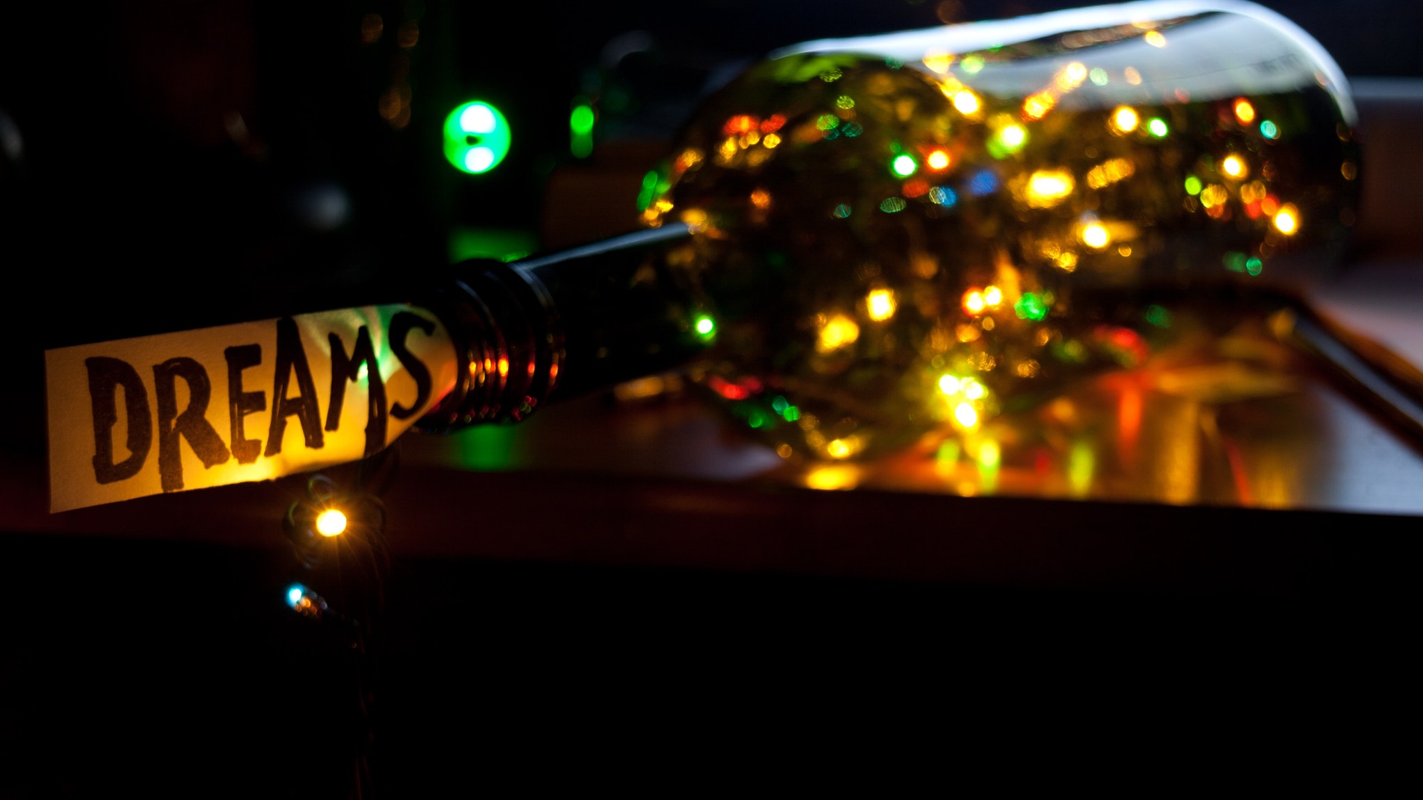 bottles, Bright, Holiday, Lights, Glowing Wallpaper