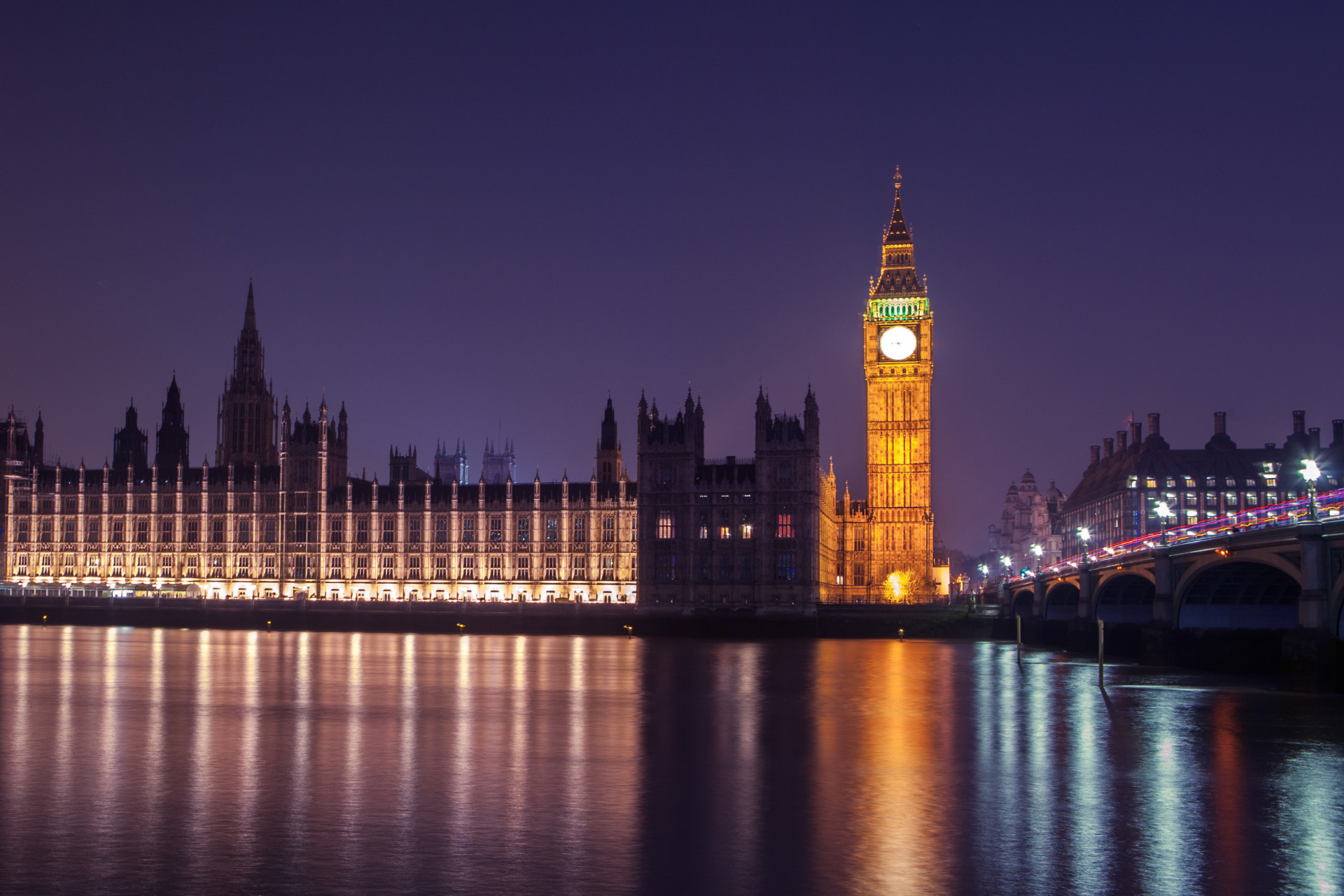 night, London, Westminster, Big Ben, Lights Wallpaper