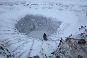 men, Nature, Landscape, Aerial view, Siberia, Russia, Winter, Snow, Rock climbing, Crater, Rock, Ropes