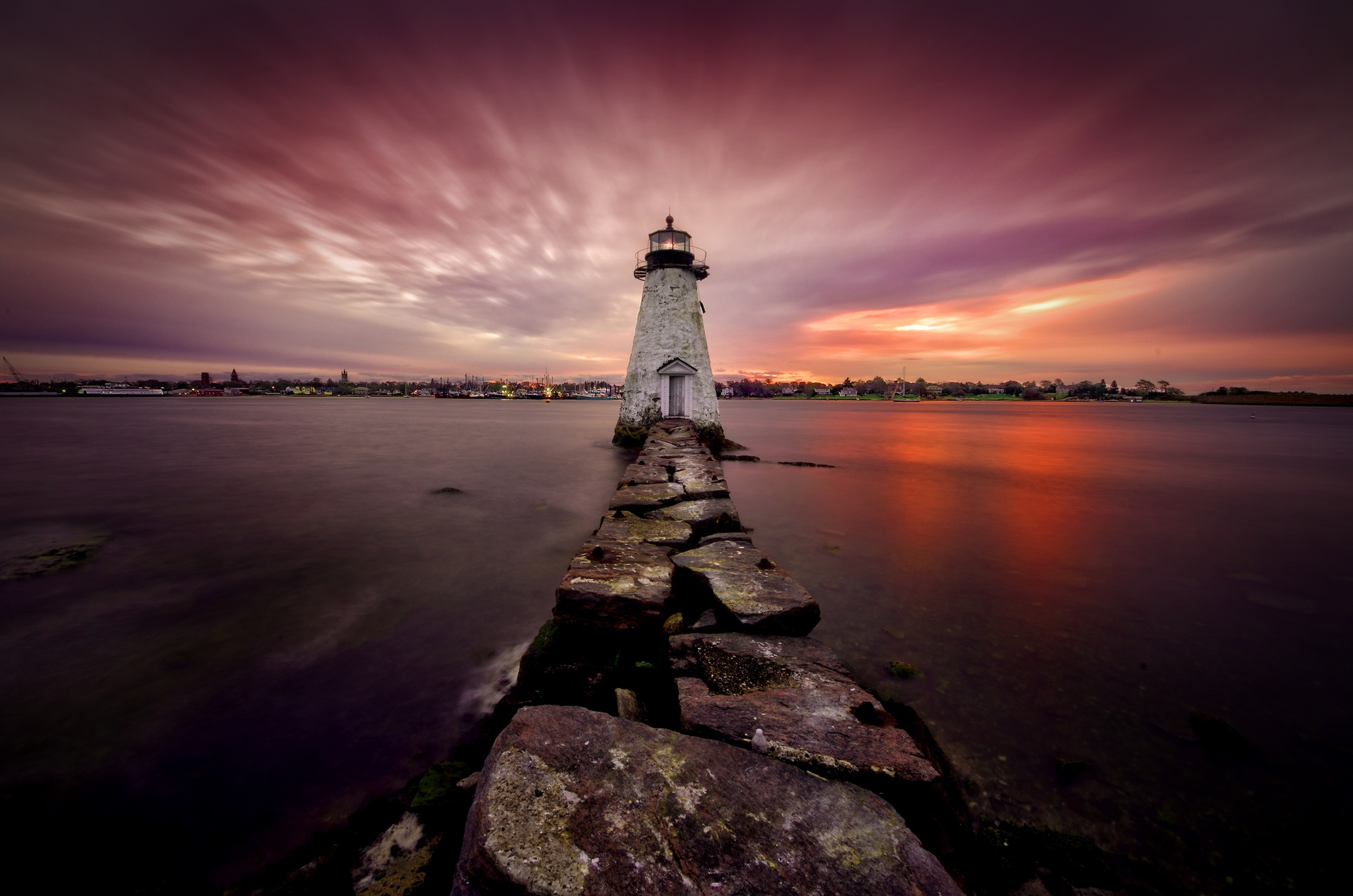 Massachusetts, New Bedford, Lighthouse, Nature, Sky, Red Wallpaper