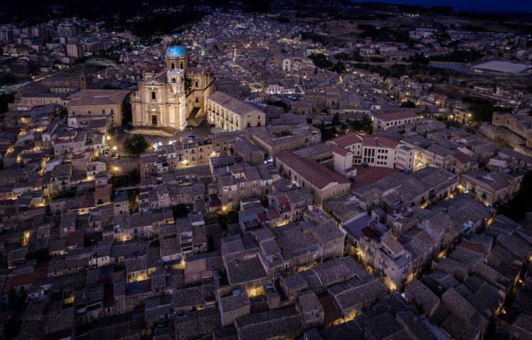 town, Aerial view, Sicily, Italy, Piazza Armerina, Cathedral HD Wallpaper Desktop Background