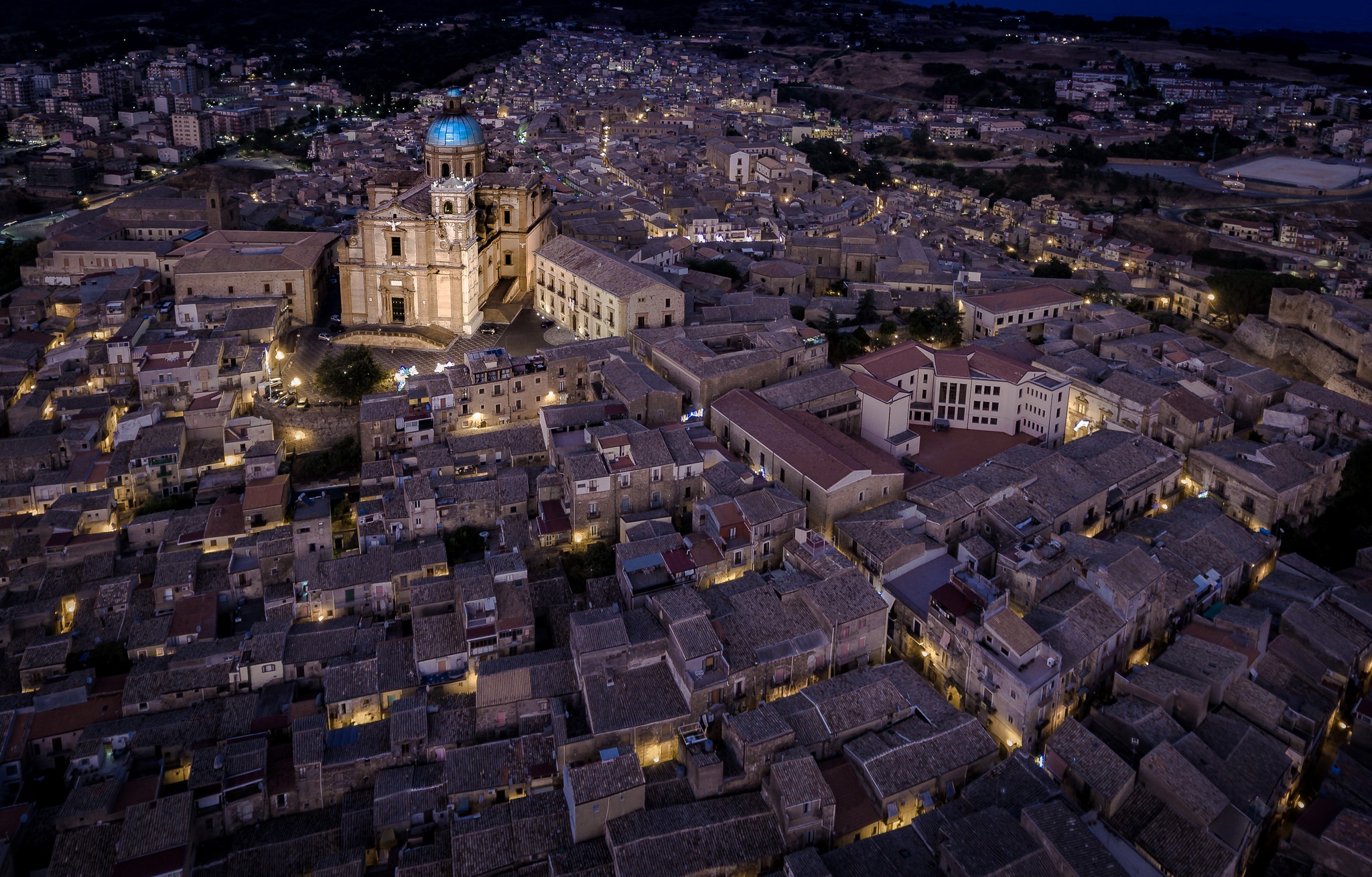 town, Aerial view, Sicily, Italy, Piazza Armerina, Cathedral Wallpaper