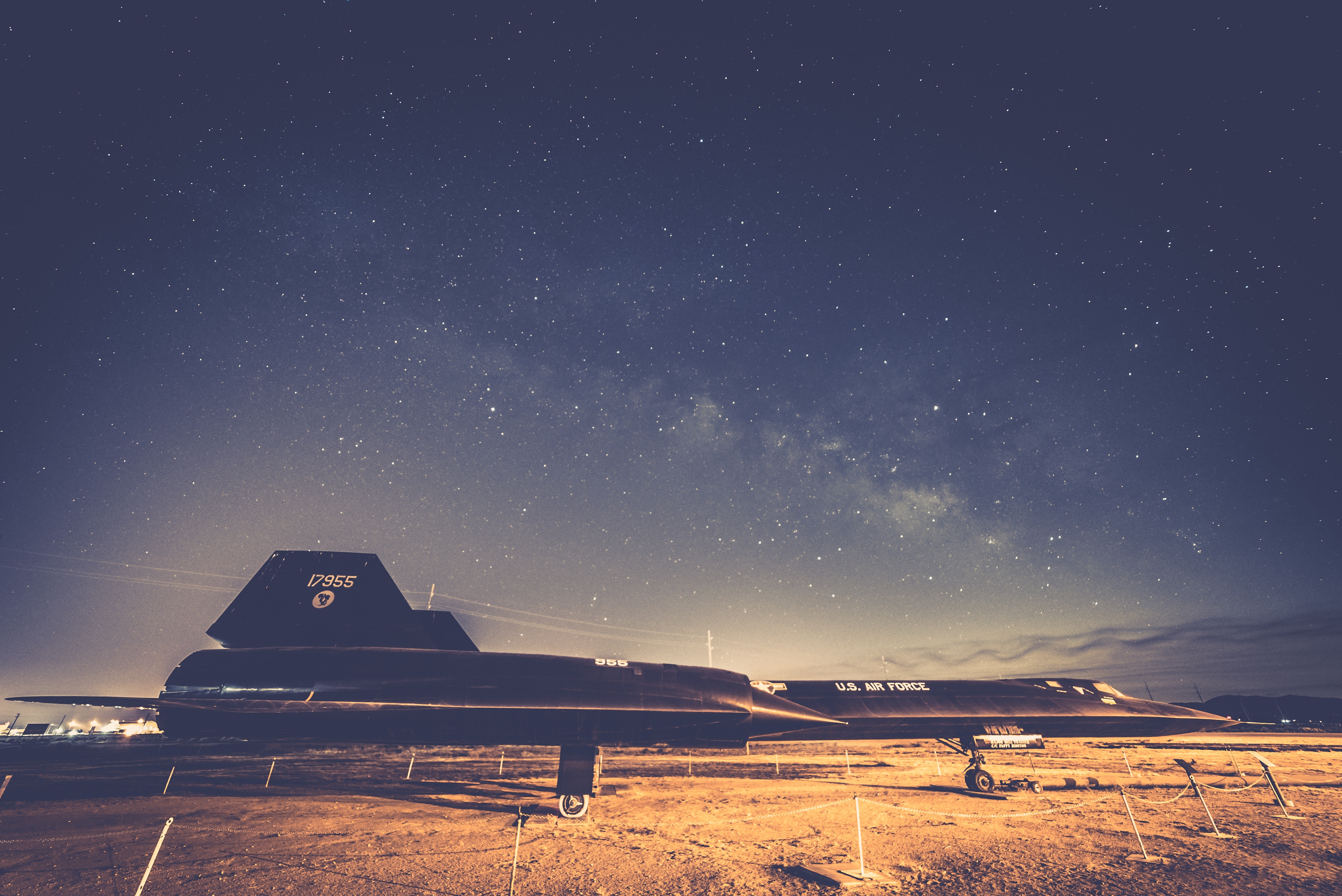 night, Sky, Aircraft, Starry night, US Air Force, Lockheed SR 71 Blackbird Wallpaper