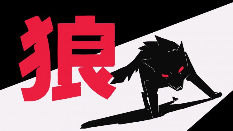 wolf, Kanji, Minimalism HD Wallpaper Desktop Background