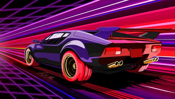 car, DeTomaso Pantera, Retro style HD Wallpaper Desktop Background