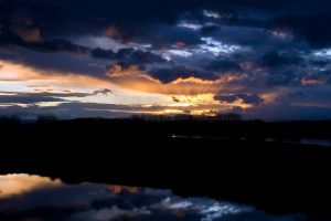 landscape, Sunset, Reflection, Clouds