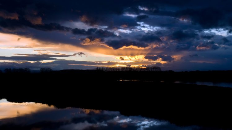 landscape, Sunset, Reflection, Clouds HD Wallpaper Desktop Background