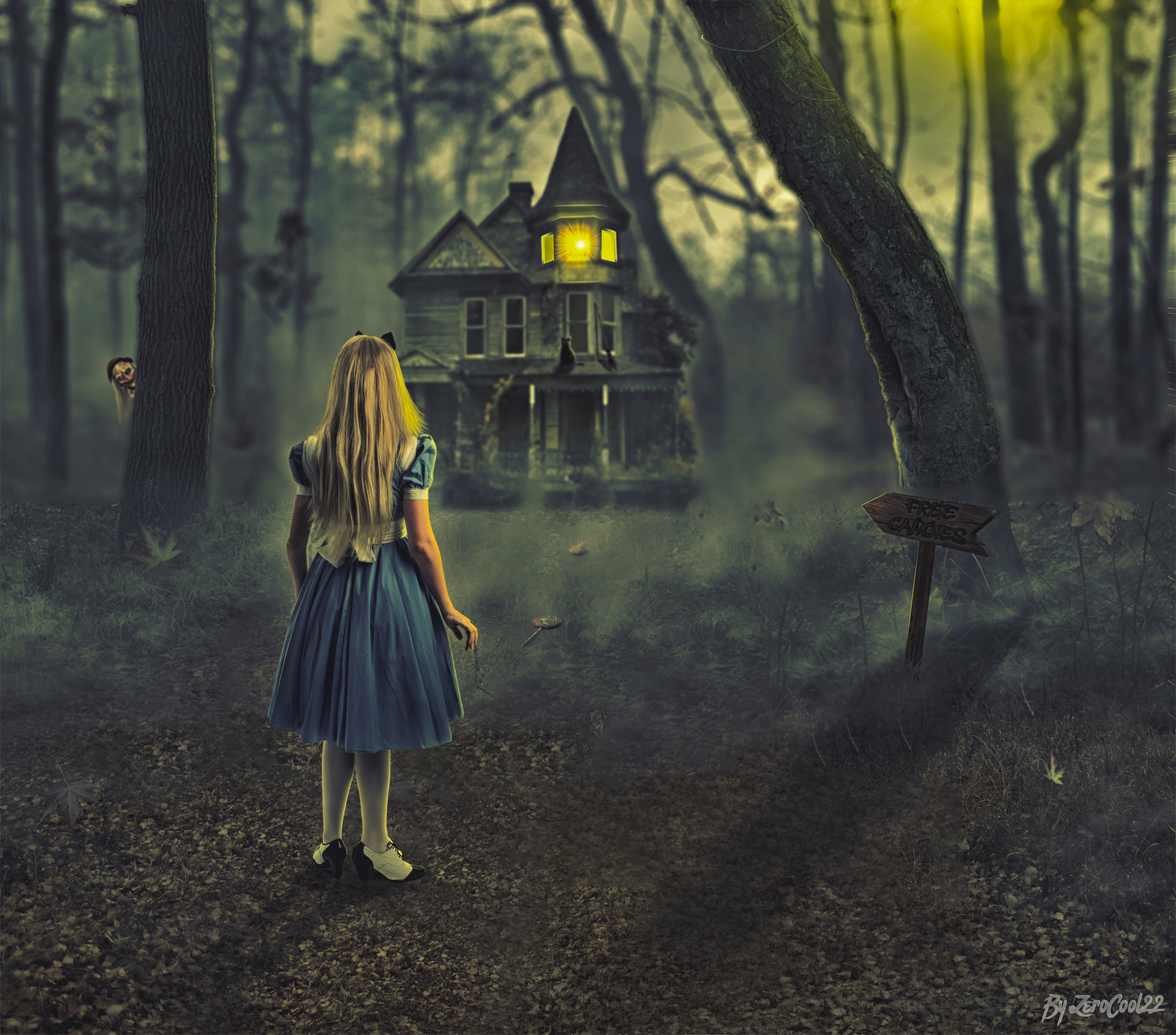 lost in the forest, Photo manipulation Wallpaper