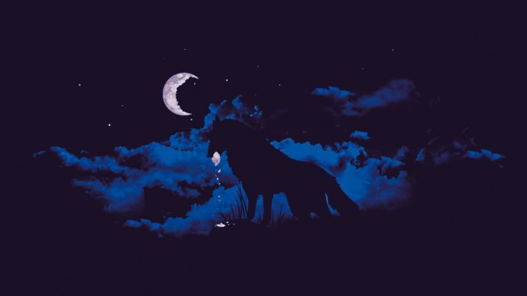 wolf, Moonlight, Clouds, Moon, Fantasy art, Night, Artwork HD Wallpaper Desktop Background
