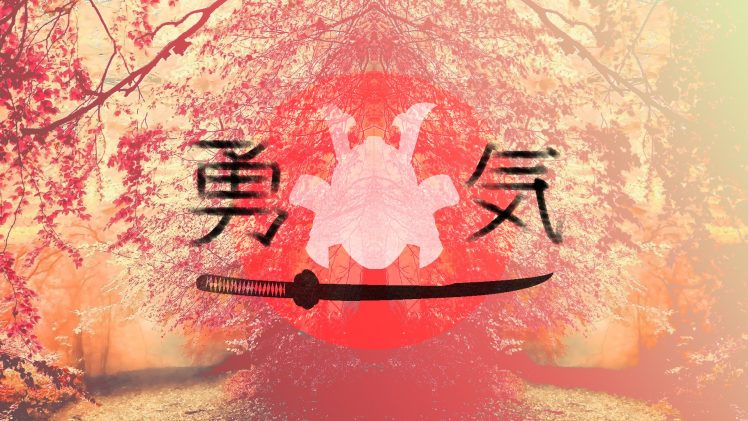 pink, Samurai, Kanji, Japan HD Wallpaper Desktop Background