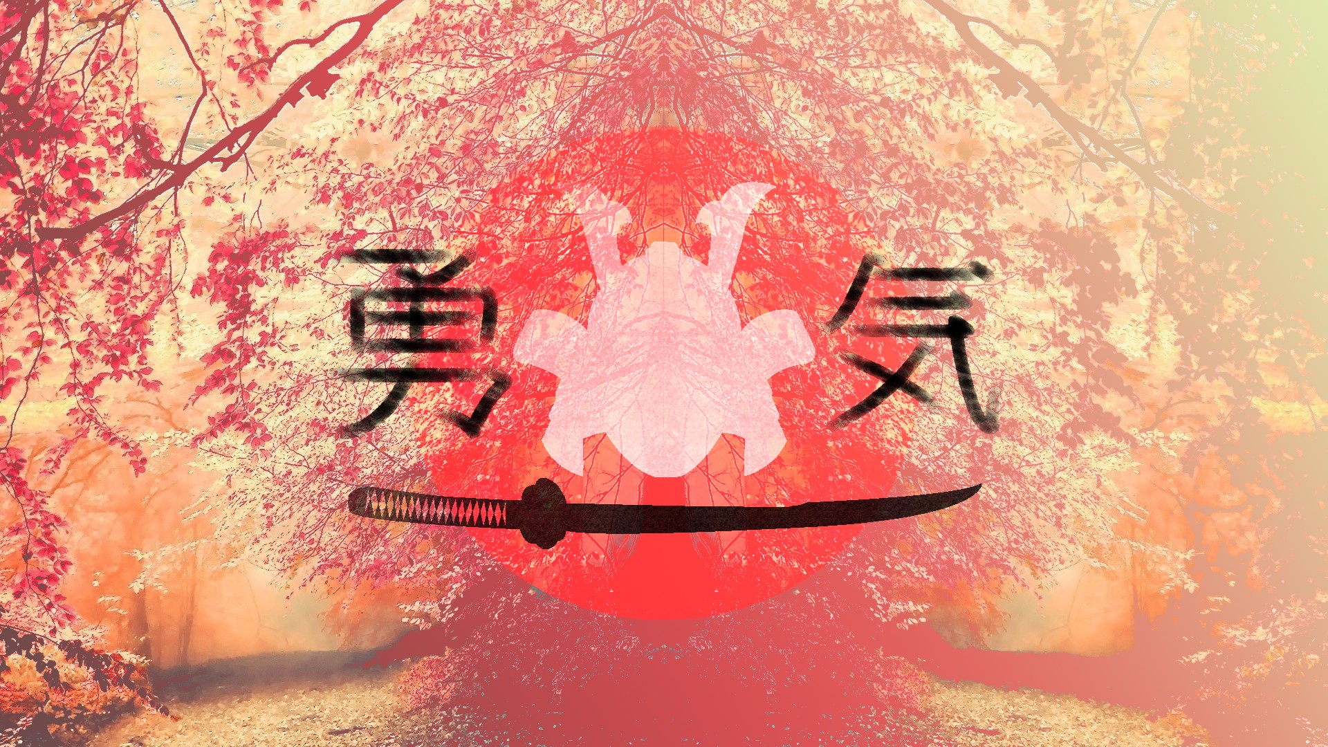 pink, Samurai, Kanji, Japan Wallpaper