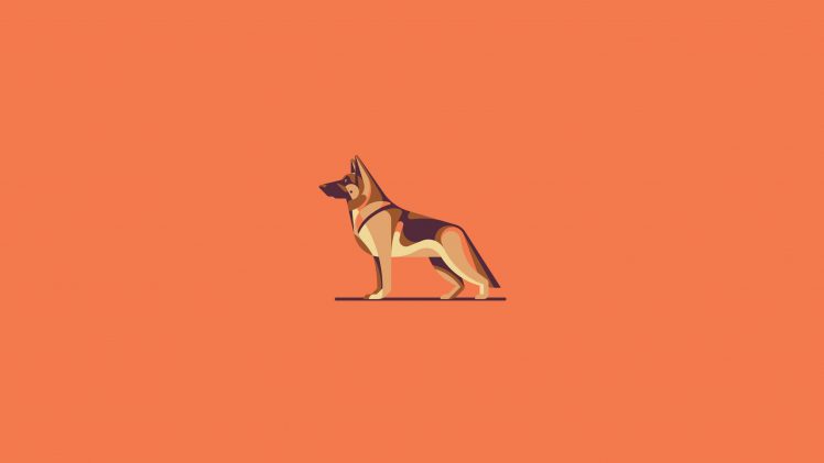 dog, Illustration, Orange background HD Wallpaper Desktop Background