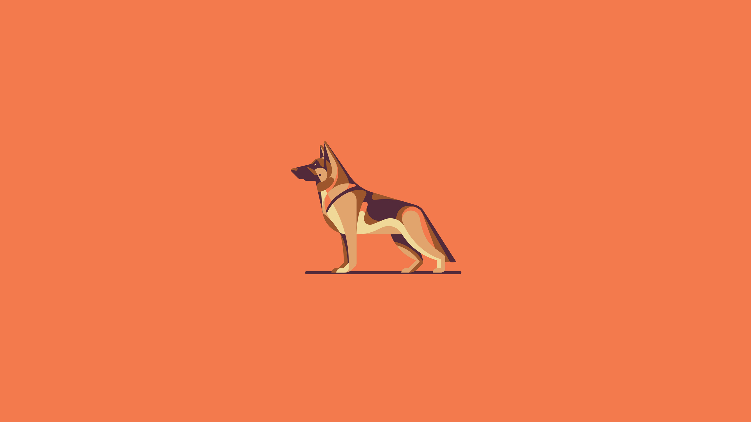 dog, Illustration, Orange background Wallpaper