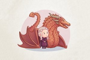 Daenerys Targaryen, A Song of Ice and Fire, Game of Thrones, Dragon, Illustration, Cartoon