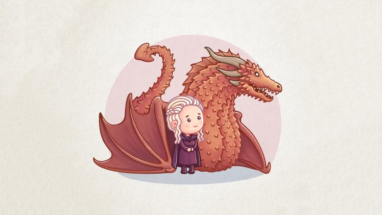 Daenerys Targaryen, A Song of Ice and Fire, Game of Thrones, Dragon, Illustration, Cartoon HD Wallpaper Desktop Background