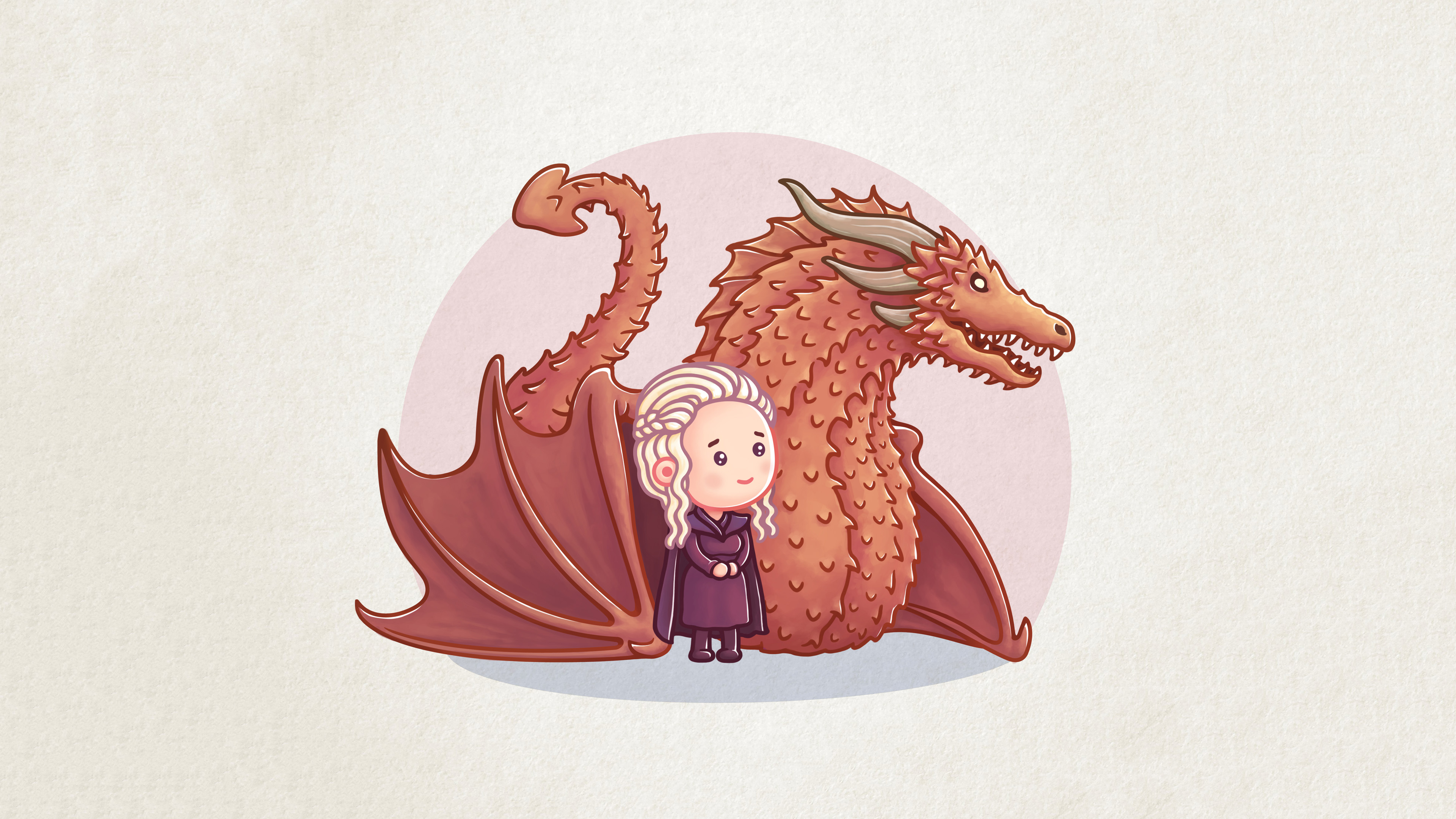 Daenerys Targaryen, A Song of Ice and Fire, Game of Thrones, Dragon, Illustration, Cartoon Wallpaper