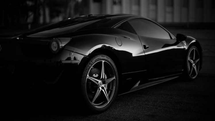 car, Ferrari, Monochrome, Depth of field HD Wallpaper Desktop Background