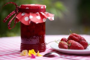 still life, Jars, Strawberries
