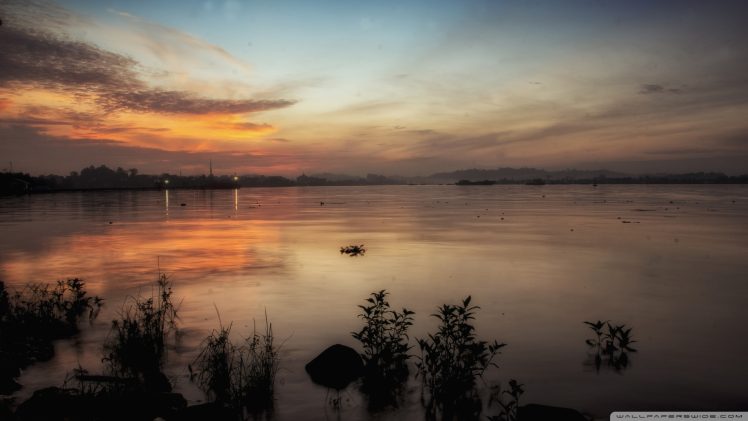 lake, Sunrise HD Wallpaper Desktop Background