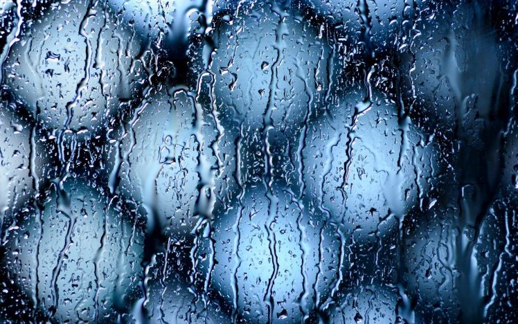 photography, Blue, Water, Glass, Fence, Water on glass, Blurred, Water drops, Square, Depth of field HD Wallpaper Desktop Background
