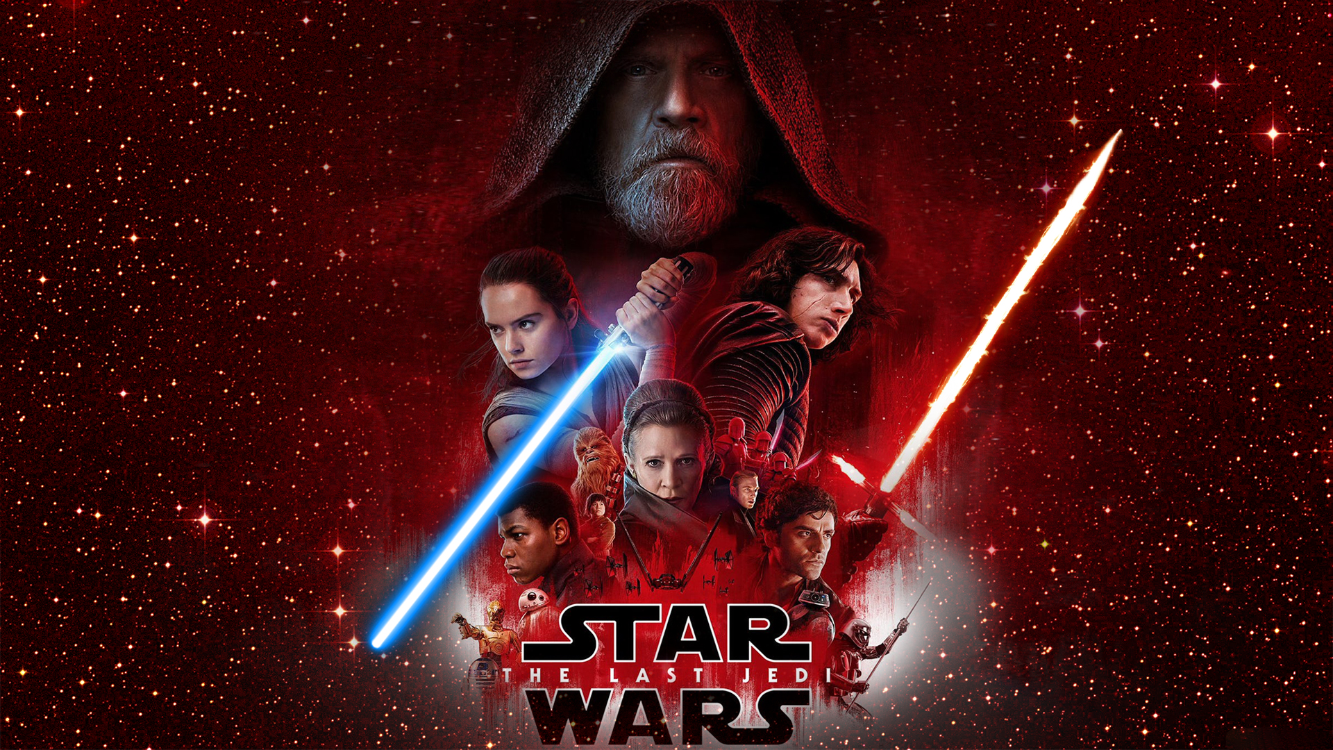 Kylo Ren, Princess Leia, Luke Skywalker, Star Wars: The Last Jedi, Rey (from Star Wars), Lightsaber Wallpaper