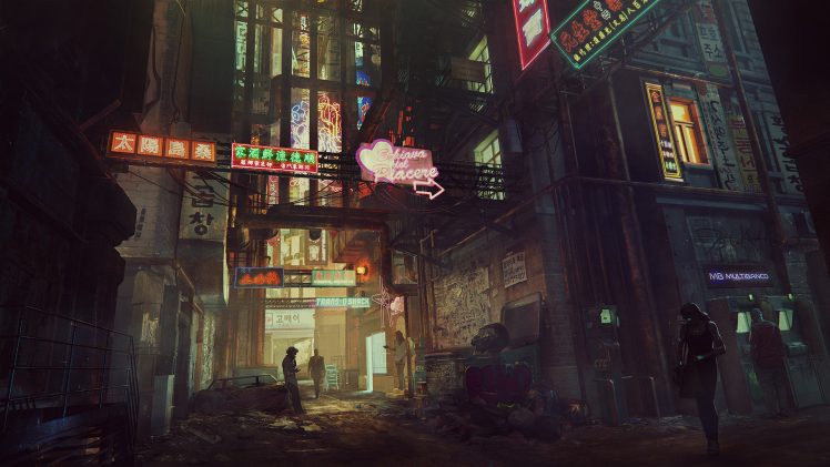 science fiction, Cyberpunk, City, Street, Digital art HD Wallpaper Desktop Background
