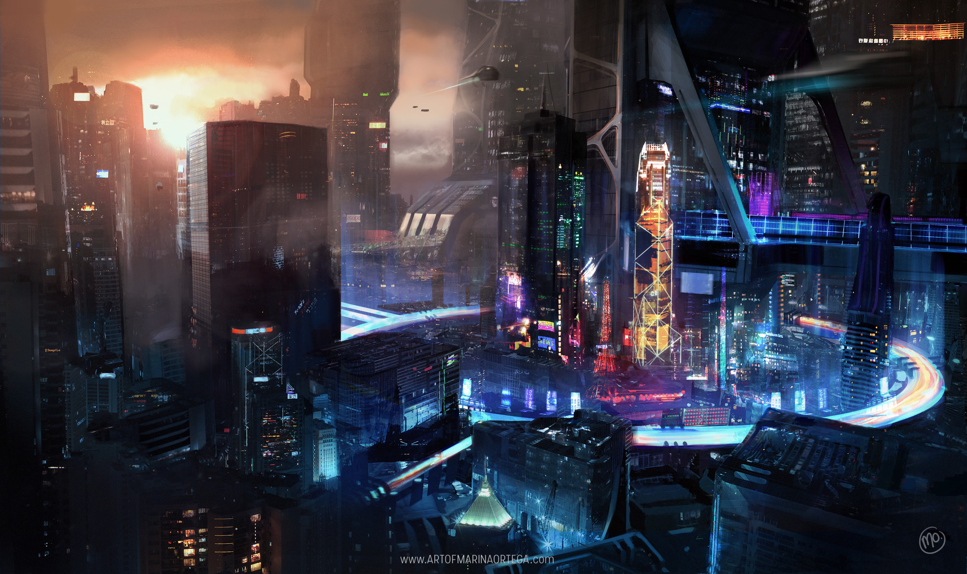 cyber, Cyberpunk, Science fiction, Fantasy art, Digital art Wallpaper