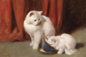 Arthur Heyer, Cat, Animals, Painting